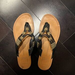 Dolce vita, size 7.5, brown and black flip flops